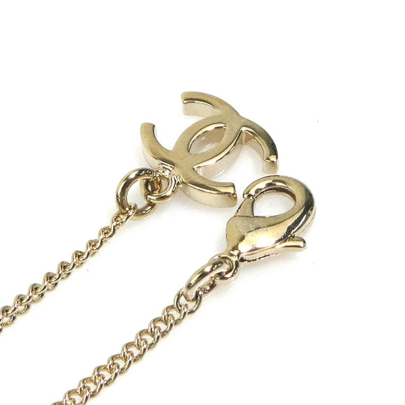 Chanel Black Faux Pearl Beaded Necklace Silver Tone CC Logo CHANEL Black Pearl Necklace